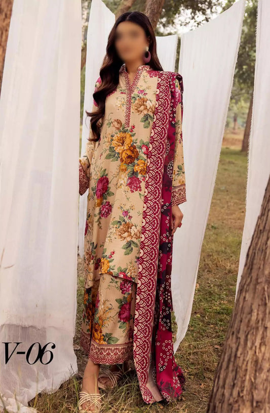 Vantage Printed Slub Collection By NUR - V 06