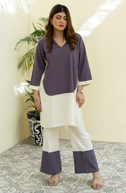Rangeen Co-ords Wash n Wear Stitched 2 Piece - Visionary - Purple - Casual Collection