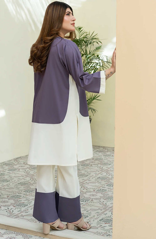 Rangeen Co-ords Wash n Wear Stitched 2 Piece - Visionary - Purple - Casual Collection