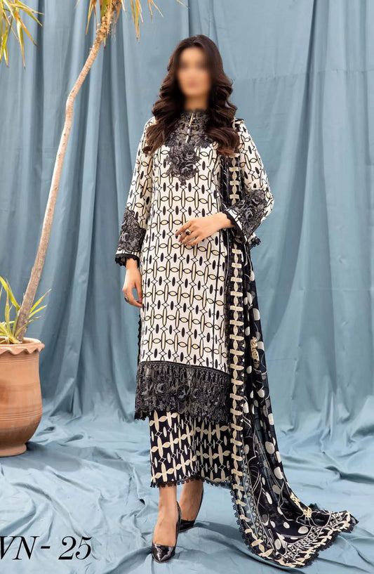 Vantage Printed and Embroidered Lawn Collection By NUR - VN-25