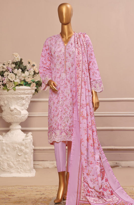Bin Saeed Embroidered Lawn Stitched 3 Piece Suit - WC-34 - BS25ELCV4 - Pink - Summer Collection