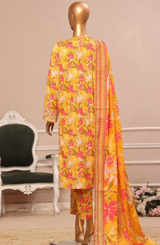 Bin Saeed Embroidered Lawn Stitched 3 Piece Suit - WC-53 - BS25ELCV4 - Yellow - Summer Collection