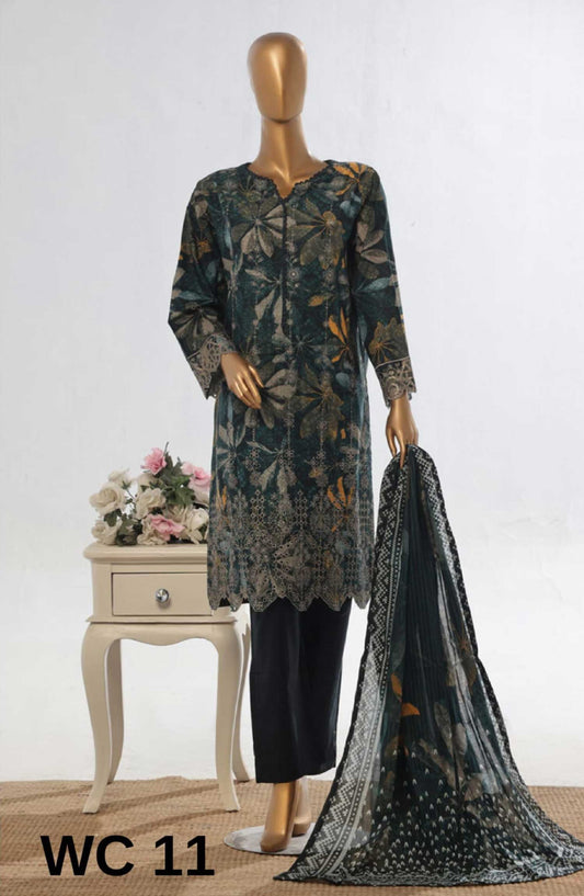 Bin Saeed Embroidered Lawn Stitched 3 Piece - WC 11 - BS25SM - Purple - Summer Collection