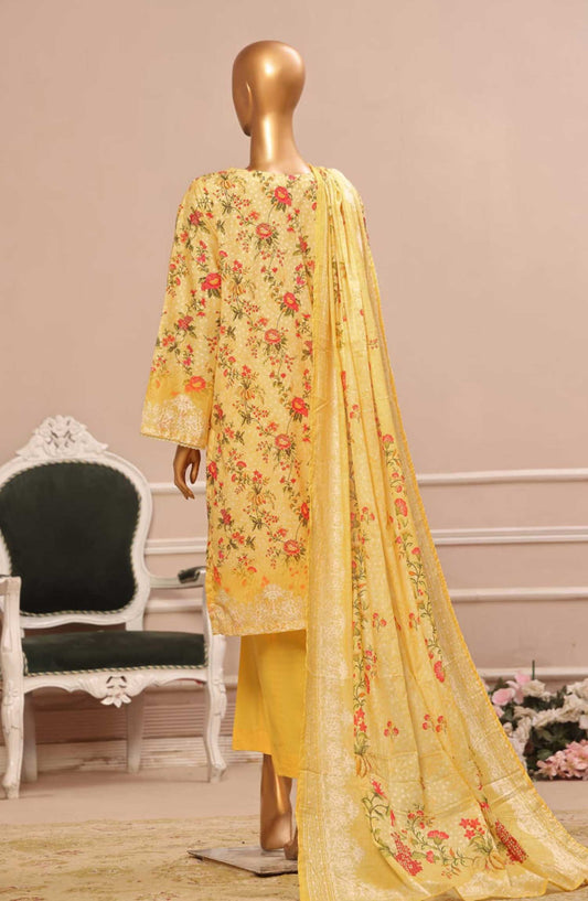 Bin Saeed Embroidered Lawn Stitched 3 Piece - WC 28 - BS25SM - Light Blue - Summer Collection