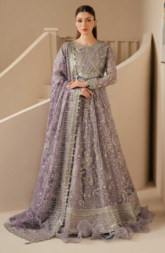Jazmin Embroidered Chiffon Unstitched 3 Piece - WF 25 05 - JZ25W - Blue - Wedding Collection
