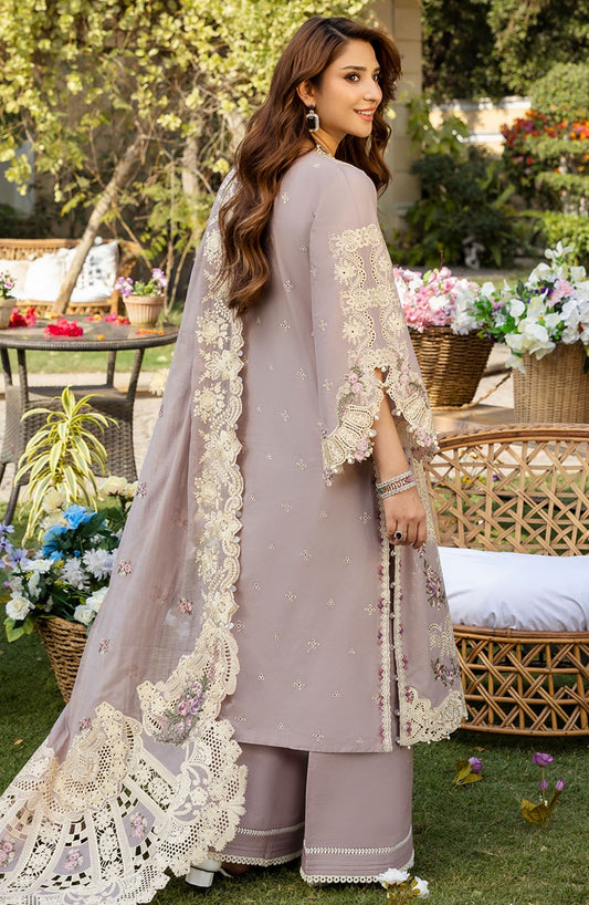 Elaf Embroidered Lawn Unstitched 3 Piece Suit - ELM-1A Raha - EL25LLC - Purple - Summer Collection