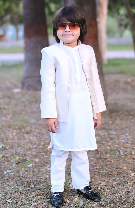 Exclusive Prince Coat Collection By Hassan Jee - White Open Prince coat - p17