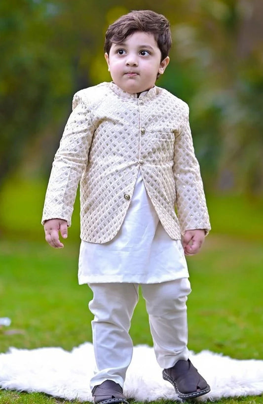 Exclusive Prince Coat Collection By Hassan Jee - White Prince coat - P15