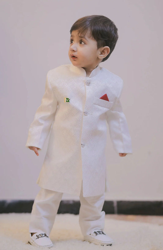 Exclusive 14th August Collection By Hassan Jee - White sherwani - S14