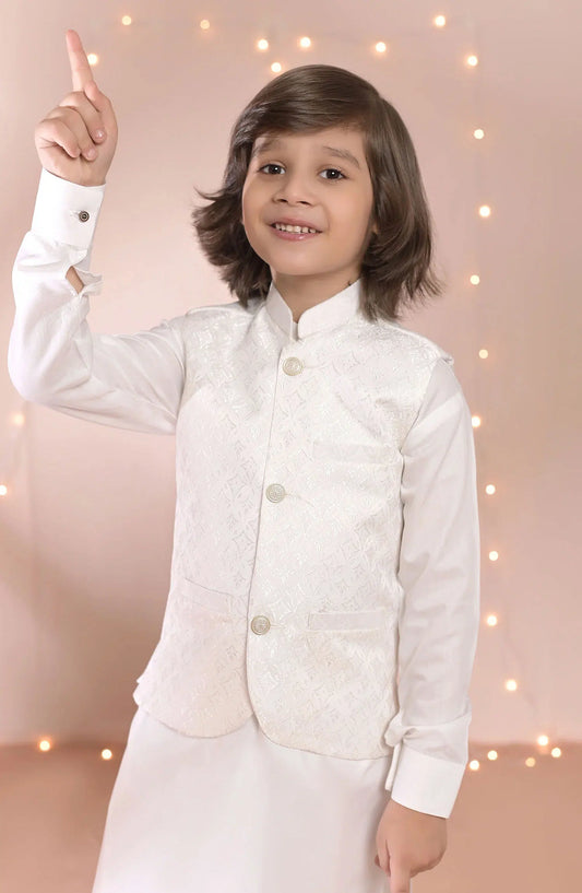 Exclusive 14th August Collection By Hassan Jee - White waistcoat Suit - V29