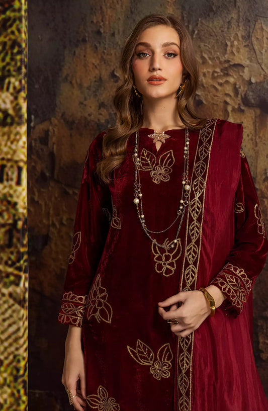 Merakish Luxury Velvet Collection 2024 - Wine Maroon