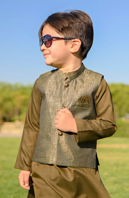 Exclusive Wasit Coat with Shalwar Kameez Collection By Hassan Jee - WKS 021