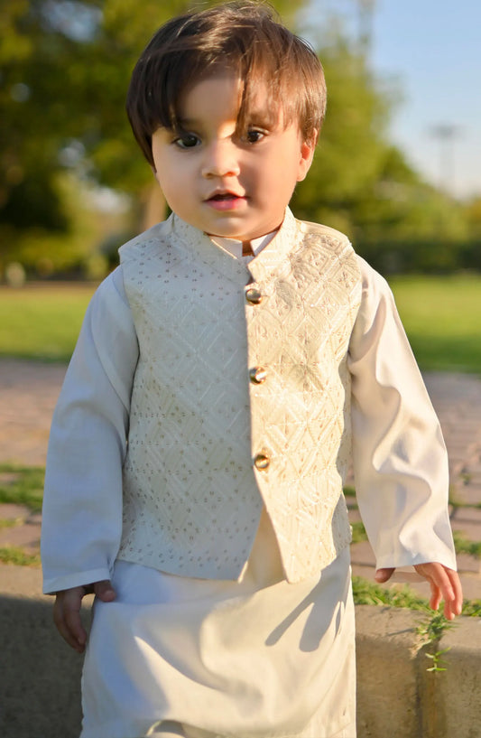 Exclusive Wasit Coat with Shalwar Kameez Collection By Hassan Jee - WKS 024