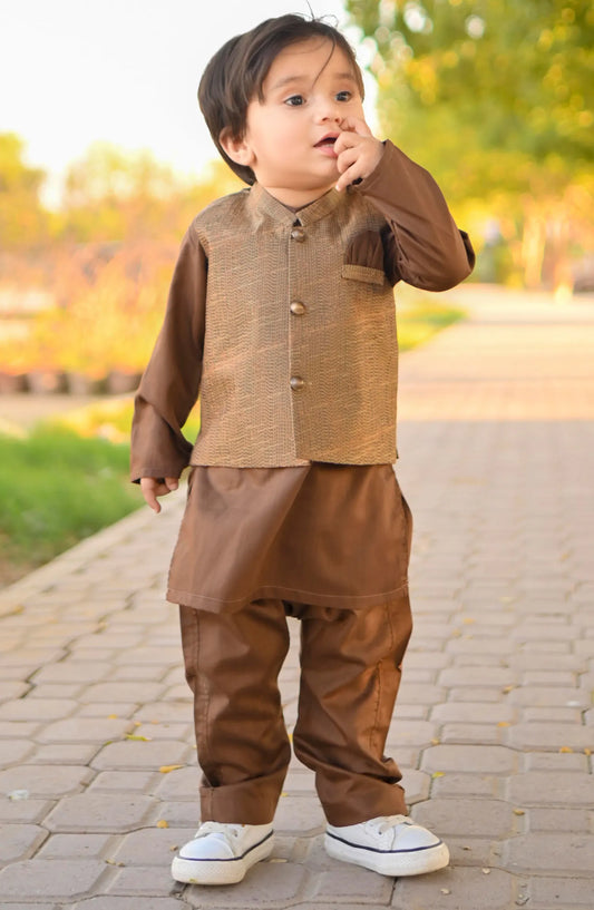 Exclusive Wasit Coat with Shalwar Kameez Collection By Hassan Jee - WKS 025