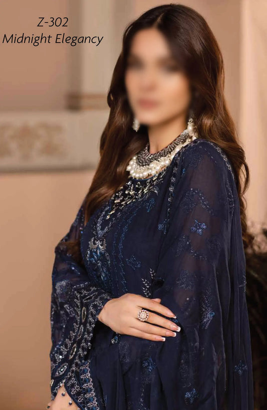 Zarsha By Flossie Luxury Chiffon Vol 03 2024 - Z 302 Midnight Elegancy