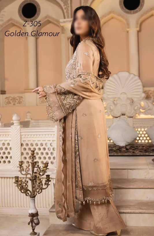 Zarsha By Flossie Luxury Chiffon Vol 03 2024 - Z 305 Golden Glamour