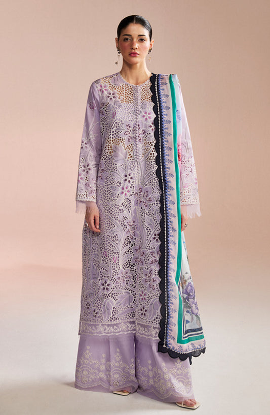 Satori by Zara Shahjahan Embroidered Lawn Unstitched 3 Piece Suit - D-03-B Umi - ZS25SSL - Purple - Summer Collection