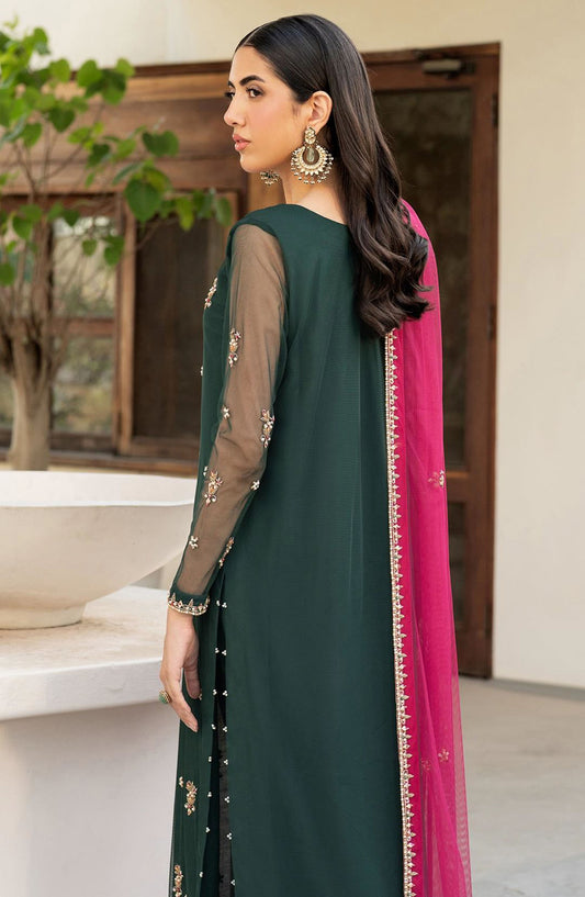 Arzou by Zarif Embroidered Net Unstitched 3 Piece Suit - UNST-HW-03 Raya - ZRF25ARUF - Green - Fromal Collection