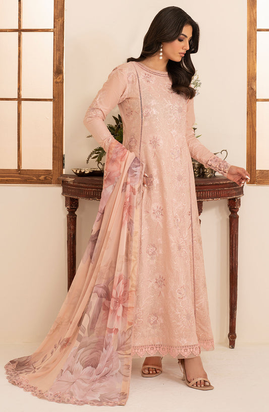 Lamhay by Zarif Embroidered Lawn Unstitched 3 Piece Suit - UNST-LMLW-10 Areebah - ZF25LLEL - Peach - Summer Collection