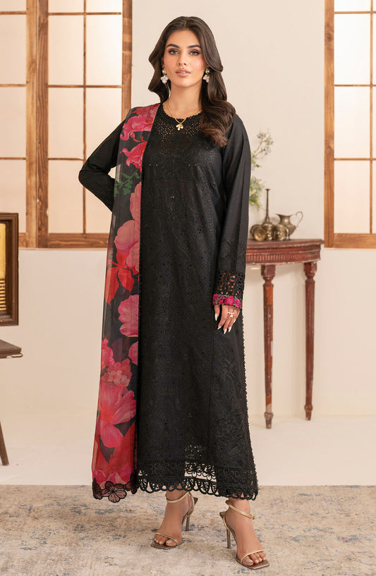 Lamhay by Zarif Embroidered Lawn Unstitched 3 Piece Suit - UNST-LMLW-05 Zoyah - ZF25LLEL - Black - Summer Collection