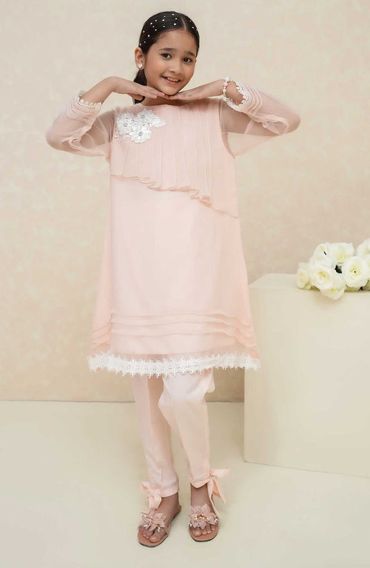 Modest Embroidered Chiffon Stitched 2 Piece - Zehra Pink - MD25F - Festive Collection