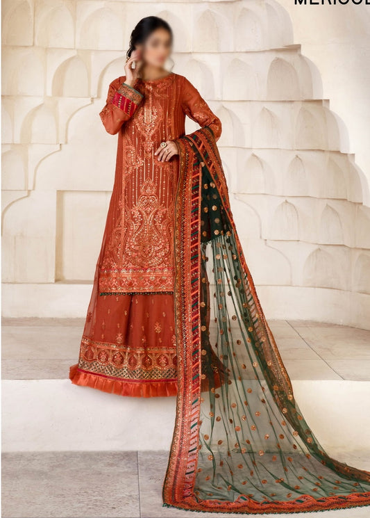 Gulzaar Embroidered Festive Chiffon Collection D-ZFG 02 MERIGOLD