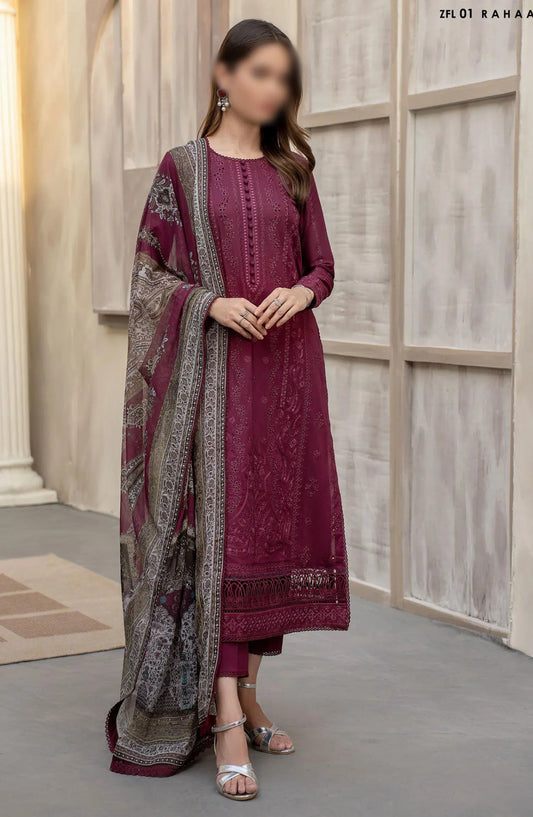 ZARIF FESTIVE LAWN EMBROIDERED & PRINTED EDIT - ZFL 01 RAHAA