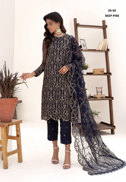 ZN 09 DEEP PINE Nazneen Luxury Formals by Zarif Collection 2023