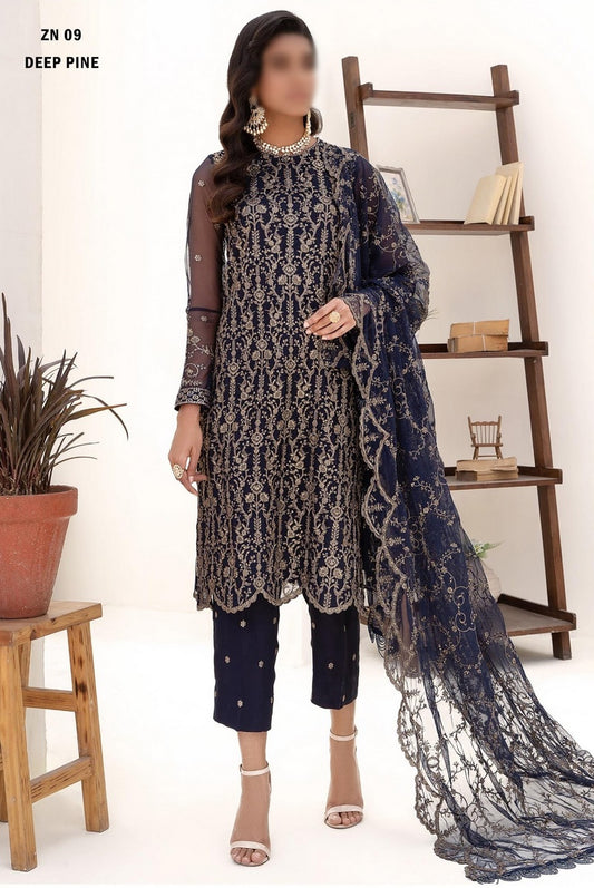 ZN 09 DEEP PINE Nazneen Luxury Formals by Zarif Collection 2023