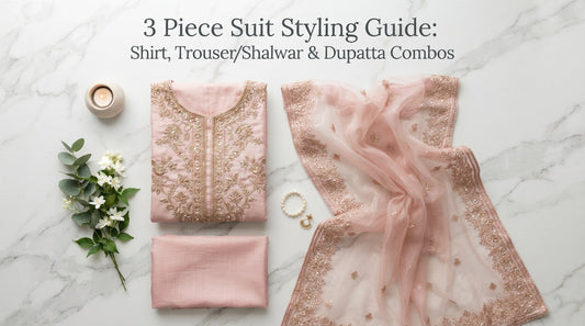 3 Piece Suit Styling Guide: Shirt, Trouser/Shalwar & Dupatta Combos