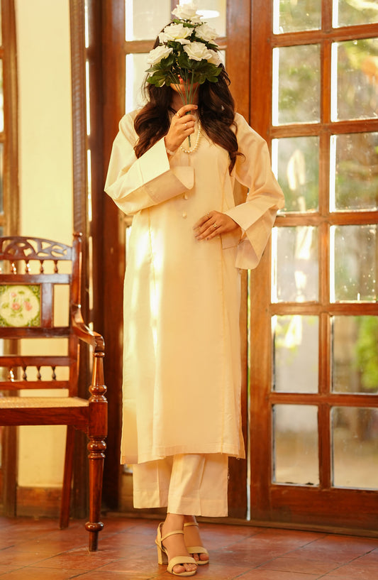 Amna Khadija Casual Lawn Stitched 2 Piece - White - 0086-M - AK25BNB - Summer Collection