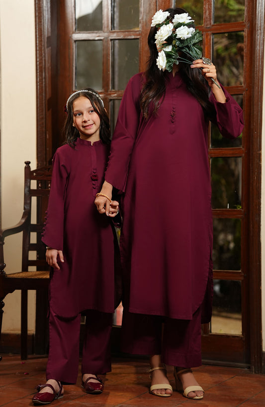 Amna Khadija Casual Lawn Stitched 2 Piece - Maroon - 0089-M - AK25BNB - Summer Collection