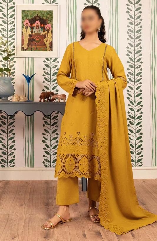 ELARA  Unstitched 3PC Linen Collection 2024 - 01-GOLDEN SUNSHINE