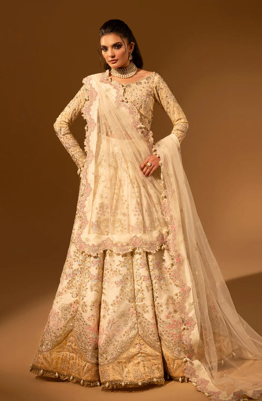 Aylin Luxury Embroidered Raw Silk Unstitched 3 Piece Suit - 01 Silk Beige - AYL26SL - Fawn - Festive Collection