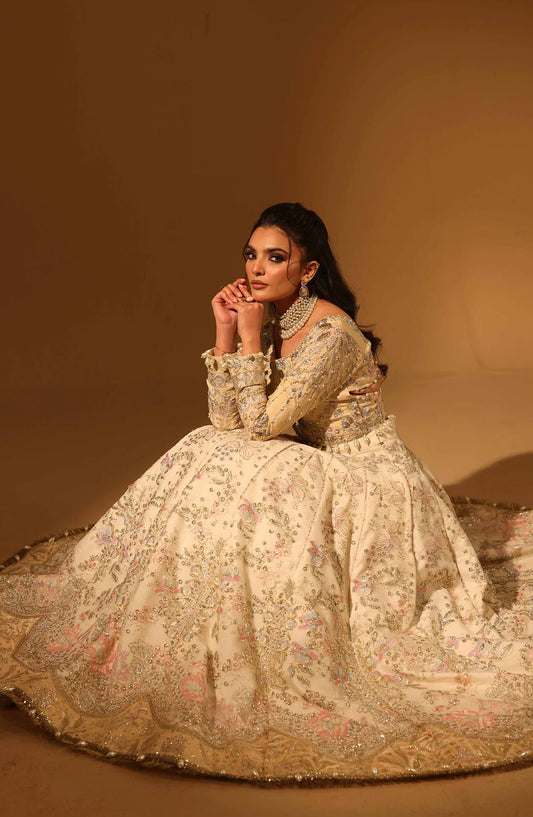 Aylin Luxury Embroidered Raw Silk Unstitched 3 Piece Suit - 01 Silk Beige - AYL26SL - Fawn - Festive Collection