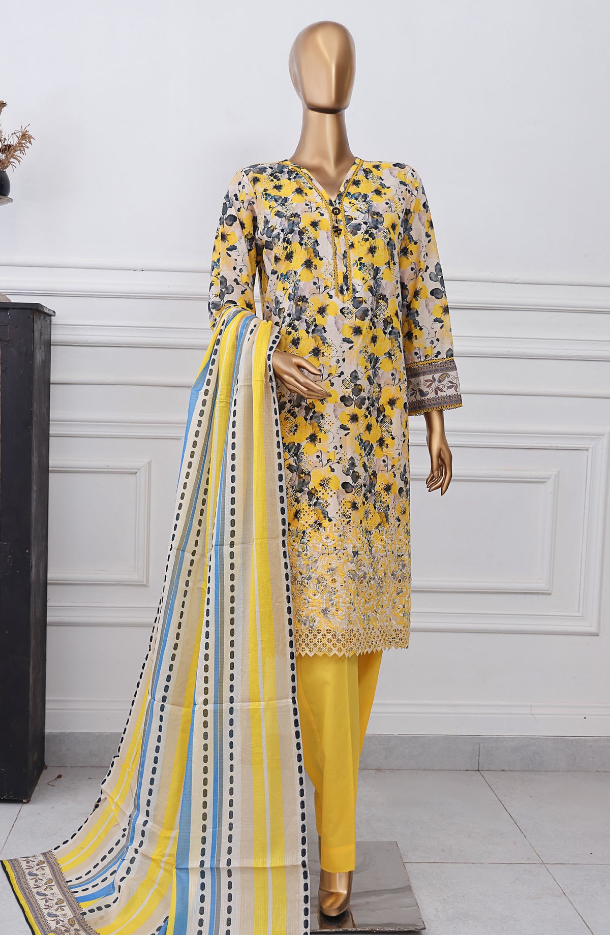Anmol by HZ Textile Chikankari Lawn Unstitched 3 Piece Suit - ACE-1075 - HZ25ACE - Yellow - Summer Collection