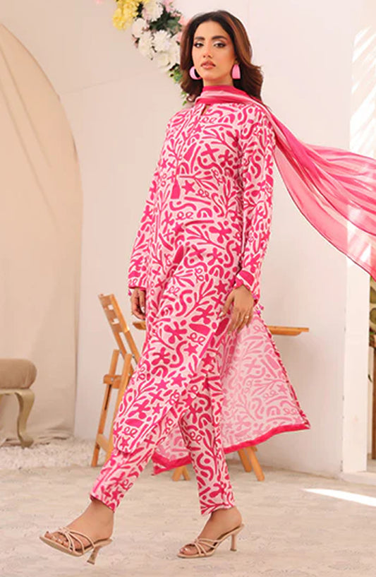 Bloom by Nazmina Printed Lawn Stitched 3 Piece Suit - Astral Reverie (LD-45) - NZM25BL - Pink - Summer Collection