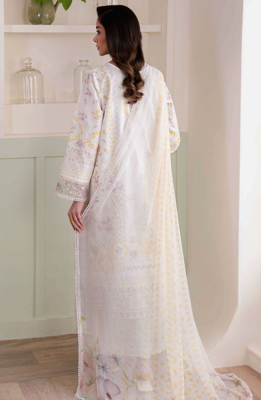 Neeshay Embroidered Lawn Unstitched 3 Piece Suit - Bloom Theory - NSH25SL2 - Off White - Summer Collection