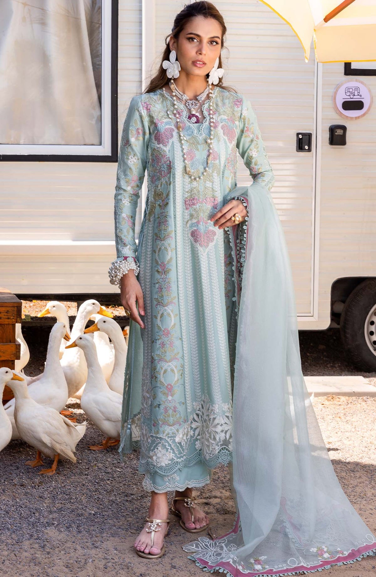 Saira Shakira Embroidered Lawn Unstitched 3 Piece Suit - DILARA-A - SSK25L - Blue - Summer Collection