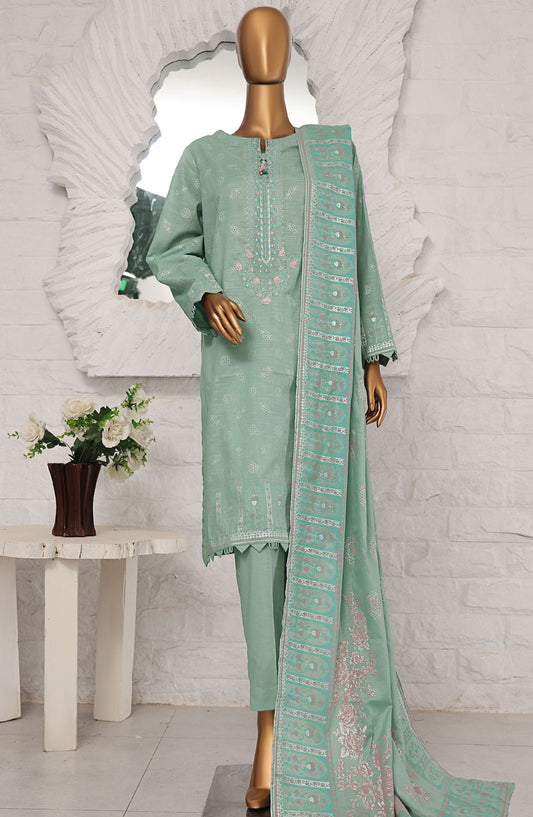 HZ Textile Embroidered Lawn Unstitched 3 Piece Suit - ES-02 - HZ25EESL - Green - Summer Collection
