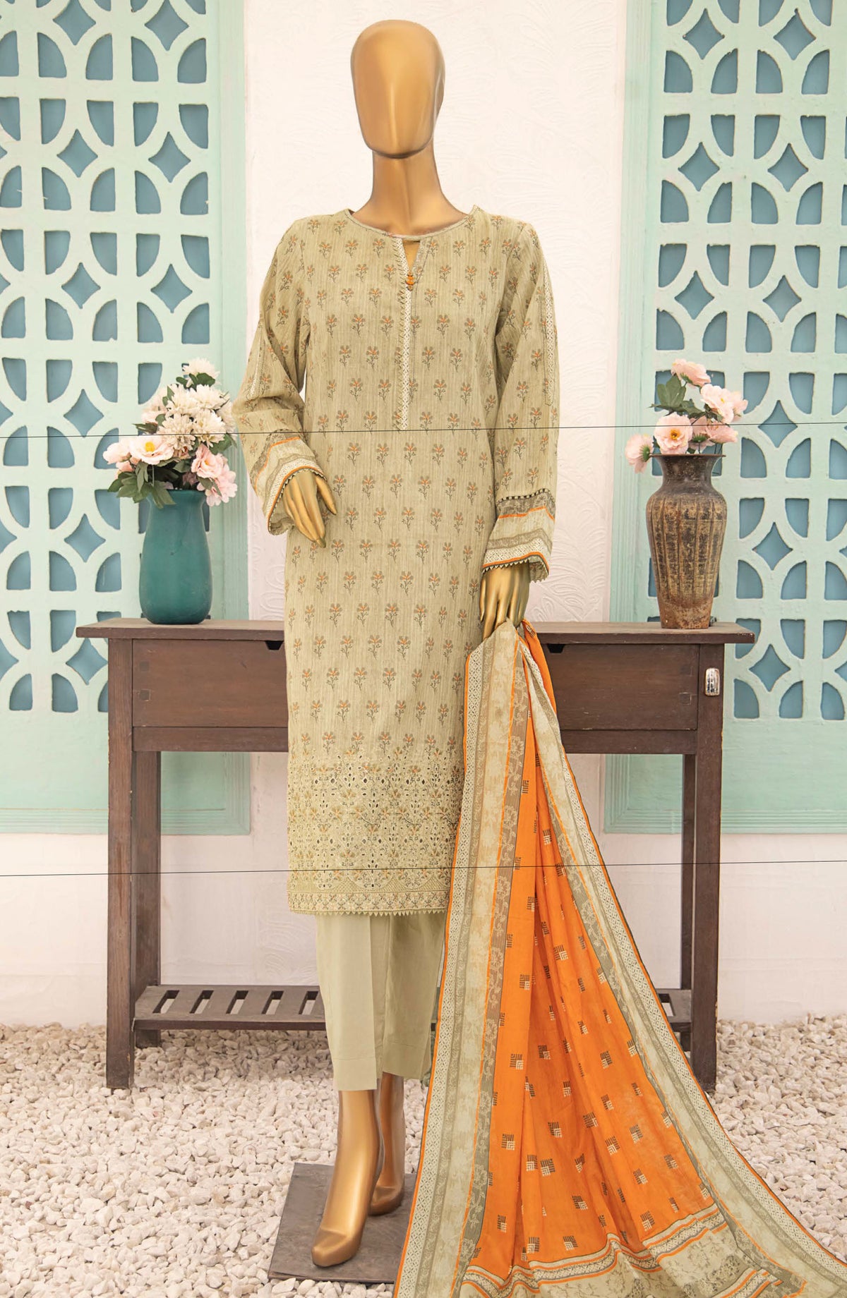 Vital by HZ Textile Embroidered Lawn Unstitched 3 Piece Suit - VEC-215 - HZ25VEBD - Green - Summer Collection