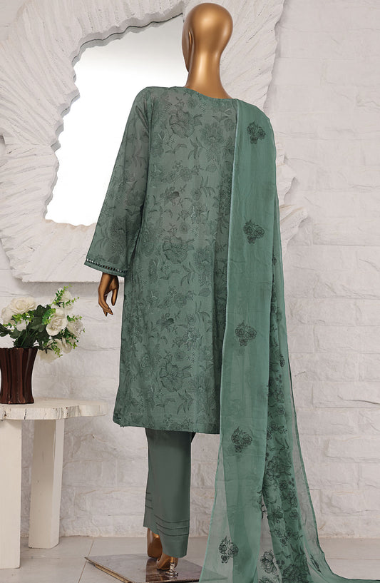 HZ Textile Printed Lawn Unstitched 3 Piece Suit - MBE-1024 - HZ25MEBE - Green - Summer Collection