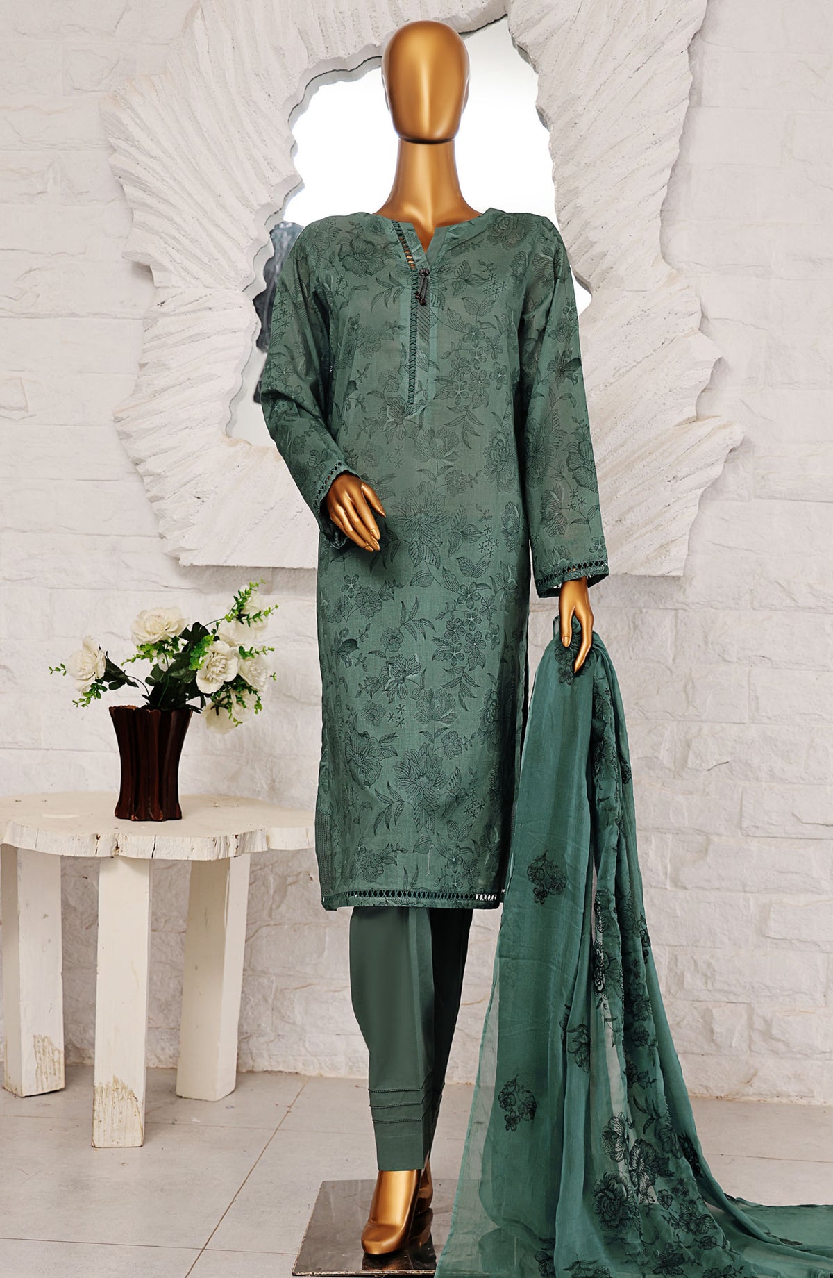 HZ Textile Printed Lawn Unstitched 3 Piece Suit - MBE-1024 - HZ25MEBE - Green - Summer Collection