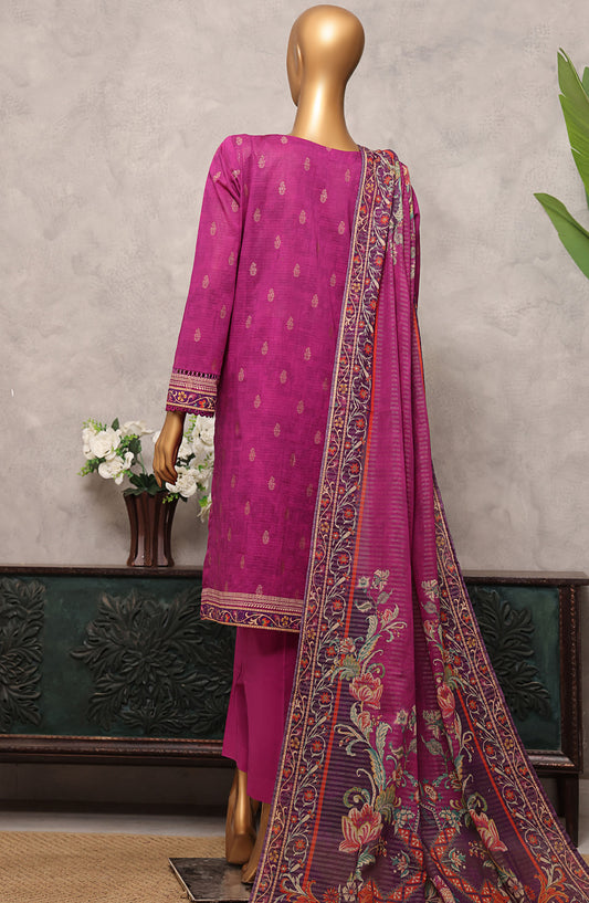 Majestic by HZ Textile Embroidered Lawn Unstitched 3 Piece Suit - MJE-14 - HZ25MJE - Magenta - Summer Collection