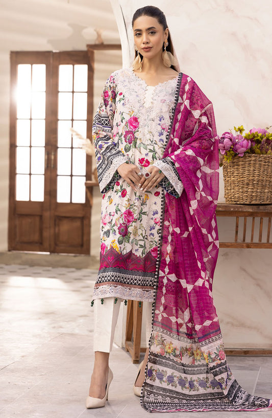 Phoolnagar by NUR Embroidered Lawn Unstitched 3 Piece Suit - NP-01 - NUR25PN - White - Summer Collection