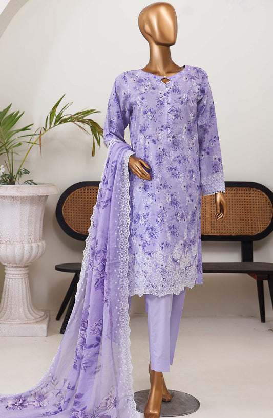 HZ Textile Chikankari Lawn Unstitched 3 Piece Suit - PEC-976 - HZ25PEC - Purple - Summer Collection