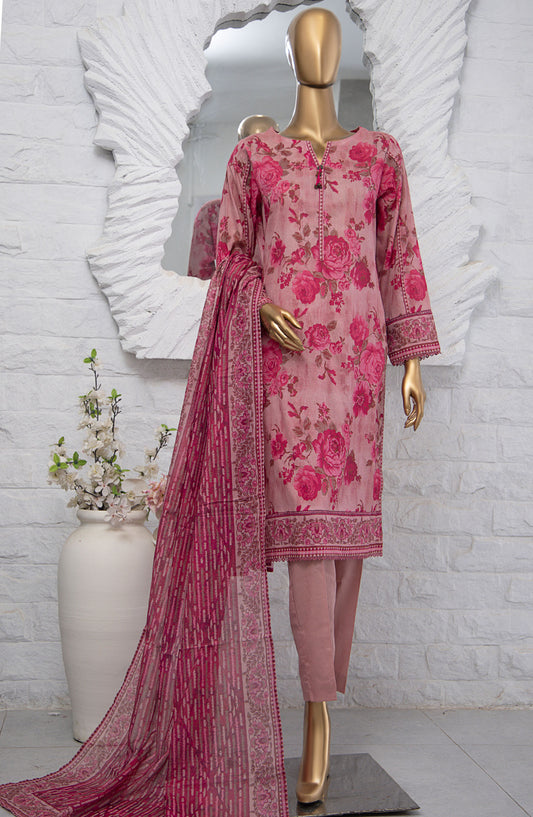 HZ Textile Printed Lawn Unstitched 3 Piece Suit - PPC-203 - HZ25PDPL - Pink - Summer Collection