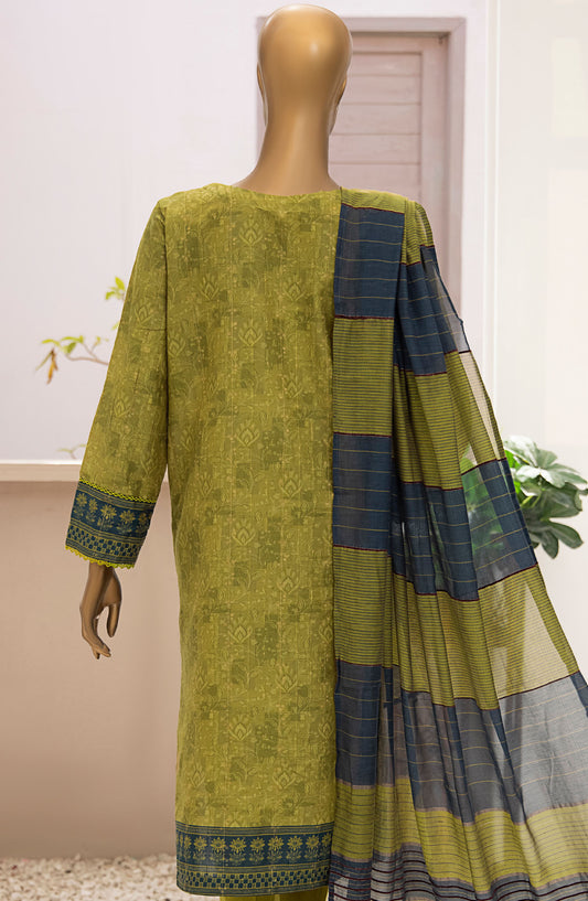 HZ Textile Embroidered Jacquard Unstitched 3 Piece Suit - TJS-1215 - HZ25TJS - Green - Casual Collection