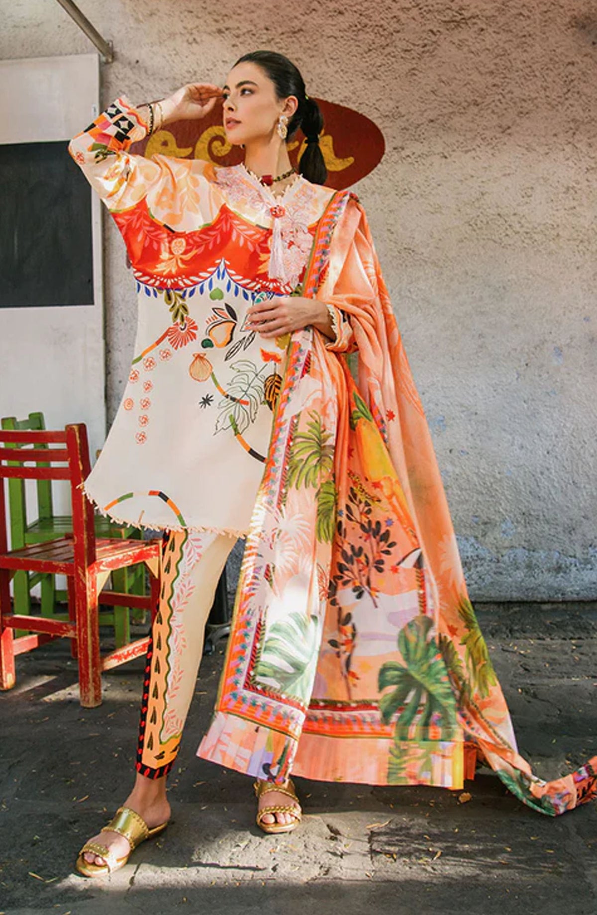 Hemline by Mushq Embroidered Lawn Unstitched 3 Piece Suit - Mulberry Tree - MQ25LDHP - Off White - Summer Collection