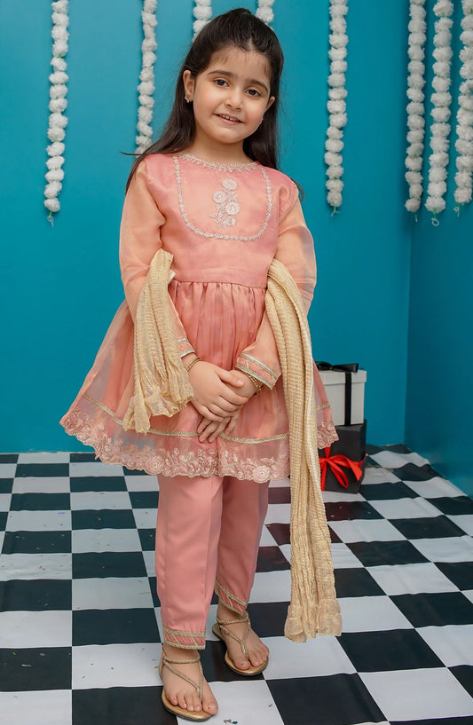 Modest Girls Maysuri 3 Piece Frock - 9025 - MOD25EKK - Pink - Festive Collection